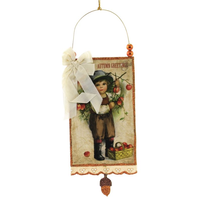 8.5 Inch Harvest Postcard Thanksgiving  Fall Tree Ornaments, 3 of 6