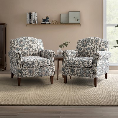 Set of 2 Giampiero Living Room Comfty Armchair with Nailhead Trims | ARTFUL LIVING DESIGN
