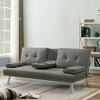 Convertible Futon Sofa Bed,Faux Leather Upholstered Sleeper Sofa Bed,Folding Lounge Couch with Cup Holders & Removable Armrests for Living Room - 2 of 4