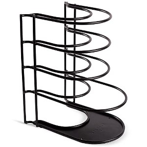 Cuisinel Pan Organizer Rack – Heavy Duty, 60-100 lb Capacity, 8mm Thick Matte-Black, 12.7” Tall 5-Tier Cast Iron Storage. Space-Saving, Made in India. - 1 of 4
