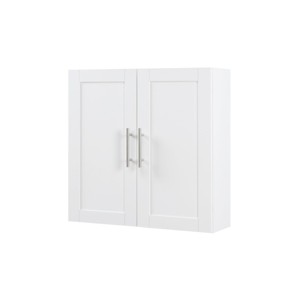 GlasFlength Bathroom Storage Cabinets Wall Mounted Cabinet with Adjustable Shelf Space Saver Storage Cabinet for Bathroom, White, 24"*7.63"*24" - 1 of 4