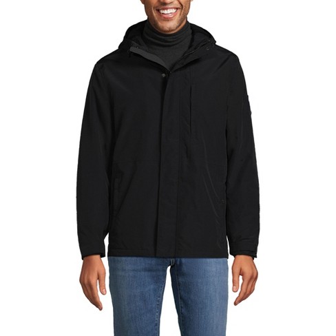 Lands End Mens Insulated Squall Waterproof Jacket sale Size L Hooded Black