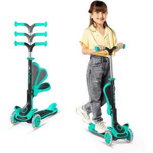 Lifemaster Kids Scooter – Foldable Seat – LED Wheel Lights Illuminate When Rolling – Children and Toddler 3 Wheel Kick Scooter - 1 of 4