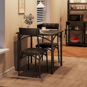 Jojoka 3 Pcs Industrial Dining Table Set for Apartment, Small Kitchen Table Set with 2 Upholstered Chairs - 1 of 4