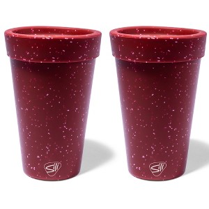 Silipint: Silicone 16oz Coffee Tumblers: 2 Pack Red Speckled - Unbreakable Cups - 1 of 4