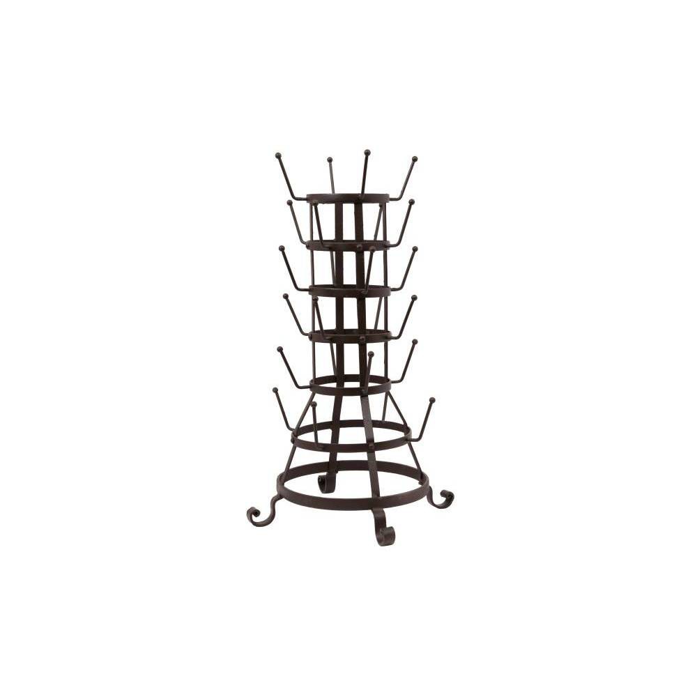 Metal Bottle Holder with 24 Hooks - Storied Home: Espresso &amp; Tea Cup Storage Rack, Kitchen Organizer