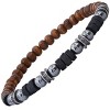 Steeltime Men's stainless steel, hematite and black/brown wood beaded bracelet - 2 of 4