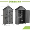 Outdoor Storage Cabinet, Wood Garden Tall Shed,Outside Vertical Shed with 3 Shelves,Waterproof Outside Garden Storage Cabinet, Grey - 2 of 4