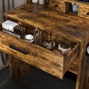 Okak Vanity Desk with Power Outlet and Hairdryer Holder, Makeup Vanity with Mirror and Cushion Stool, Dressing Table for Small Bedrooms - 4 of 4