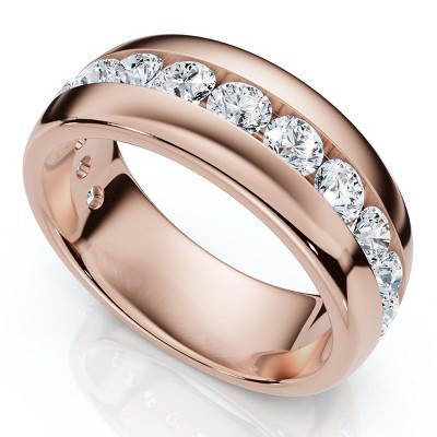 Pompeii3 1 1/2Ct Men's Diamond Wedding Anniversary Ring 10k Gold Channel Set Lab Created
