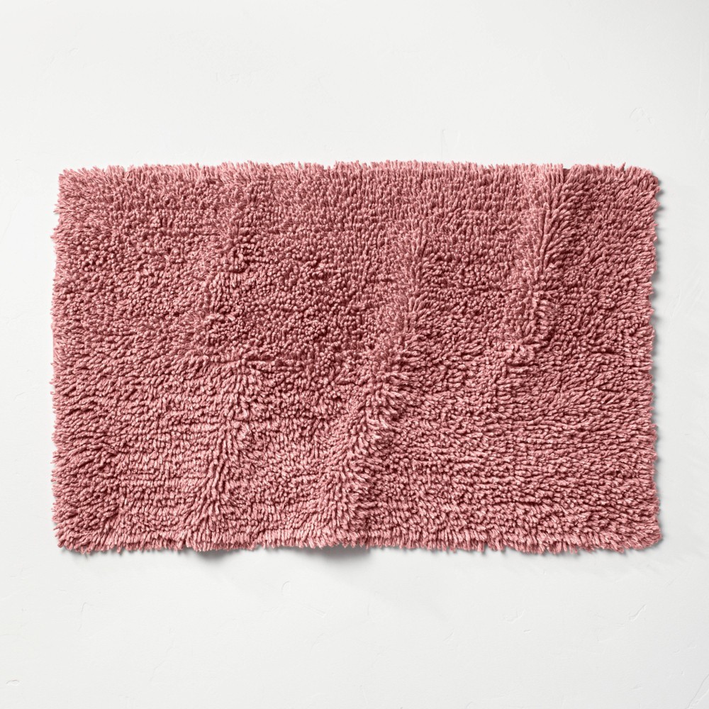 Photos - Bath Mat 21"x34" Mélange Looped Bath Rug Rose - Casaluna™: Cotton, Tufted, OEKO-TEX