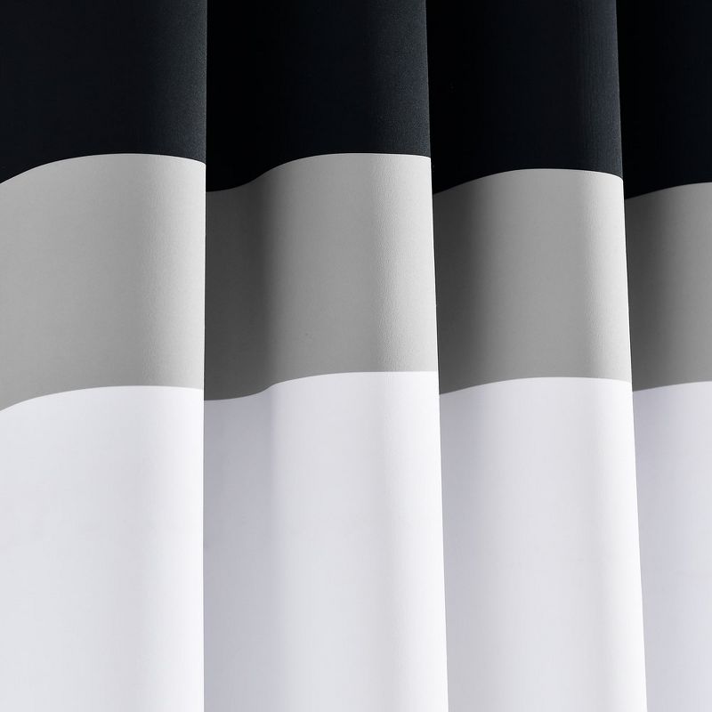Alexander Color Block Light Filtering Window Curtain Panels Black/Gray 52X84 Set, 3 of 6