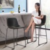 Etelifrank Set of 2 Bar Stools, 26 Inch Height - Leather Upholstery, - 2 of 4