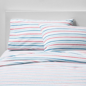 3pc Twin Super Striped Cotton Sheet Set Red - Pillowfort