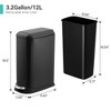 Bathroom Trash Can with Lid, Stainless Steel Kitchen Trash Can with 12 Liter, Soft Close Step-On Pedal, Fingerprint-Resistant Finish for Kitchen - 2 of 4