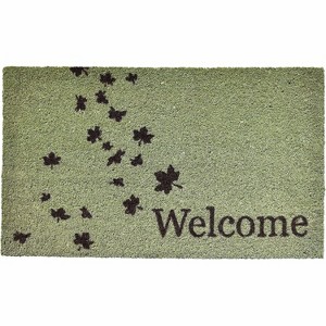 HomeRoots 17" X 29" Brown And Green Fall Leaves Welcome Outdoor Coir Door Mat - 1 of 4