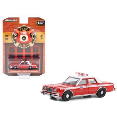 1985 Plymouth Gran Fury Red with White Top "FDNY" "Fire & Rescue" Series 4 1/64 Diecast Model Car by Greenlight
