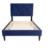 Okak Twin-Size Velvet Upholstered Platform Bed with Wooden Slatted Frame,Modern Small Single Bed for Bedroom,Kids Room - 3 of 4