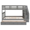 PAGED Full over Full Bunk Bed with Storage Stairs, Wooden Bed Frame with Twin Size Trundle and Guardrail, Modern Loft Bed for Kids, Adults - 3 of 4