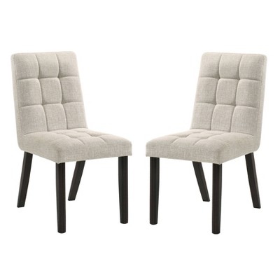 Set of 2 Kenner Upholstered Side Chairs Dark Walnut/Beige - miBasics