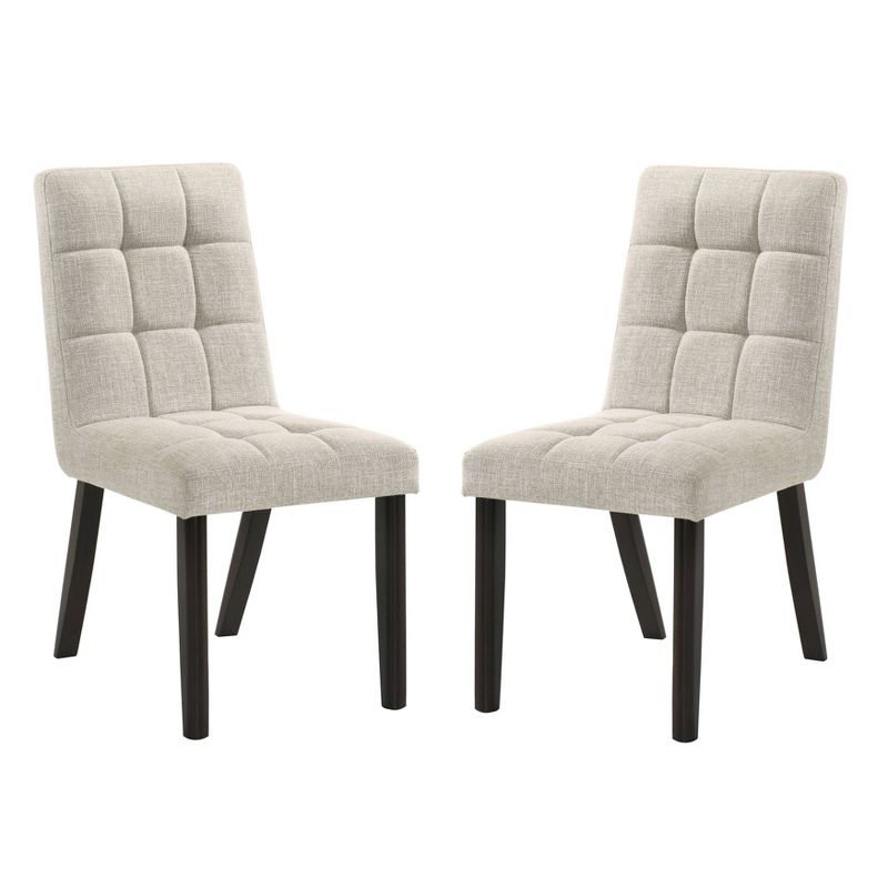 Set of 2 Kenner Upholstered Side Chairs Dark Walnut/Beige - miBasics, 1 of 8