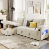 84 Inch Sleeper Sofa Couch, L-Shaped Sofa, Convertible Pull Out Sofa Bed with Storage, Charging Station, Led Lights, Modern Sectional Sofa - 2 of 4
