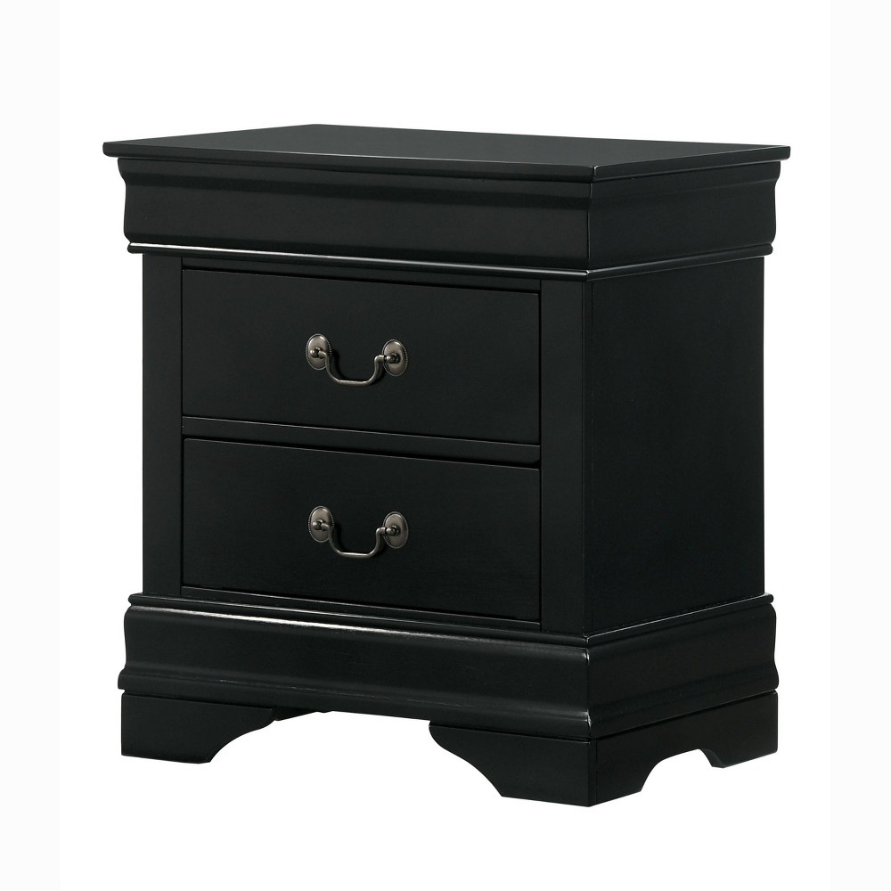 Sliver 2 Drawer Nightstand Black - HOMES: Inside + Out: Transitional Style, Wood Veneer, Metal Hardware