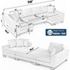 114" U Shaped Convertible Sleeper Sofa Pull Out Bed Corduroy Upholstery Adjustable Back Modern Lounger with 4 Back Cushion and 2 Pillows - 3 of 4