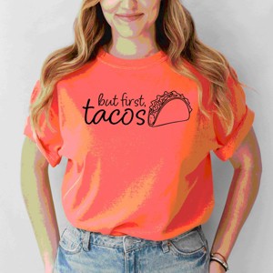 Simply Sage Market But First, Tacos Outline Garment Dyed Tee - 1 of 4