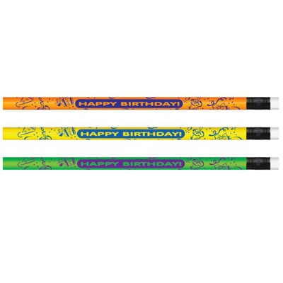 Moon Products Neon Happy Birthday Pencils, Pack of 12/10 Packs
