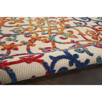 Multicolor Round Synthetic Flat Woven Area Rug