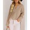 Clearlove Women's Button Detail V-Neck Pullover Sweater Solid Color Knit Top Cozy Casual Crewneck - 2 of 4