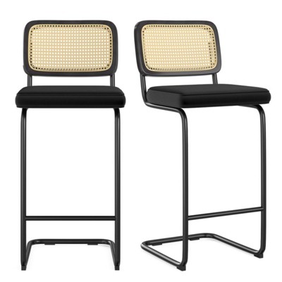 FURNIinspire Dining Chair, Counter Height Bar Stools Set of 2, Bar Chairs and Stools, Armless, Ideal for Kitchen Islands, Black, 18.9"*17.7"*42.5"