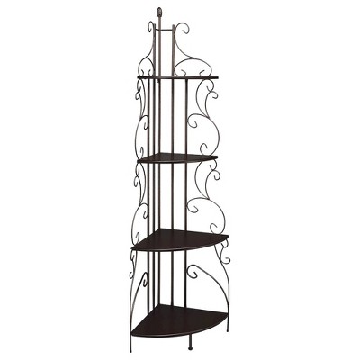 Coaster,Poppy 74-inch 4-shelf Corner Bookshelf Copper and Cappuccino