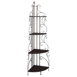 Coaster,Poppy 74-inch 4-shelf Corner Bookshelf Copper and Cappuccino - 1 of 4
