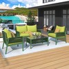 VYNXARIA 4-Piece Rope Patio Furniture Set,Outdoor Furniture with Tempered Glass Table, Patio Conversation (Fluorescent Yellow & Green) - 2 of 4