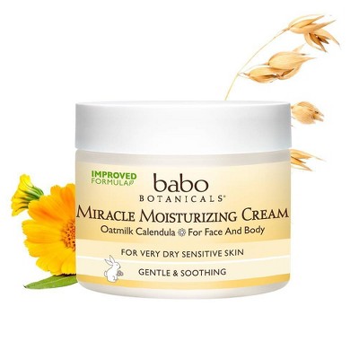 Babo Botanicals Baby Miracle Moisturizing Cream with Oatmilk and Calendula for Face and Body - 2 oz