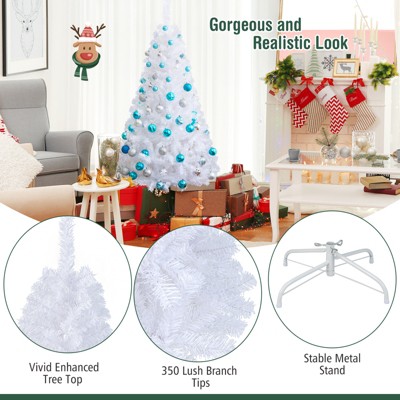5ft White PVC Pine Artificial Christmas Tree with Metal Stand