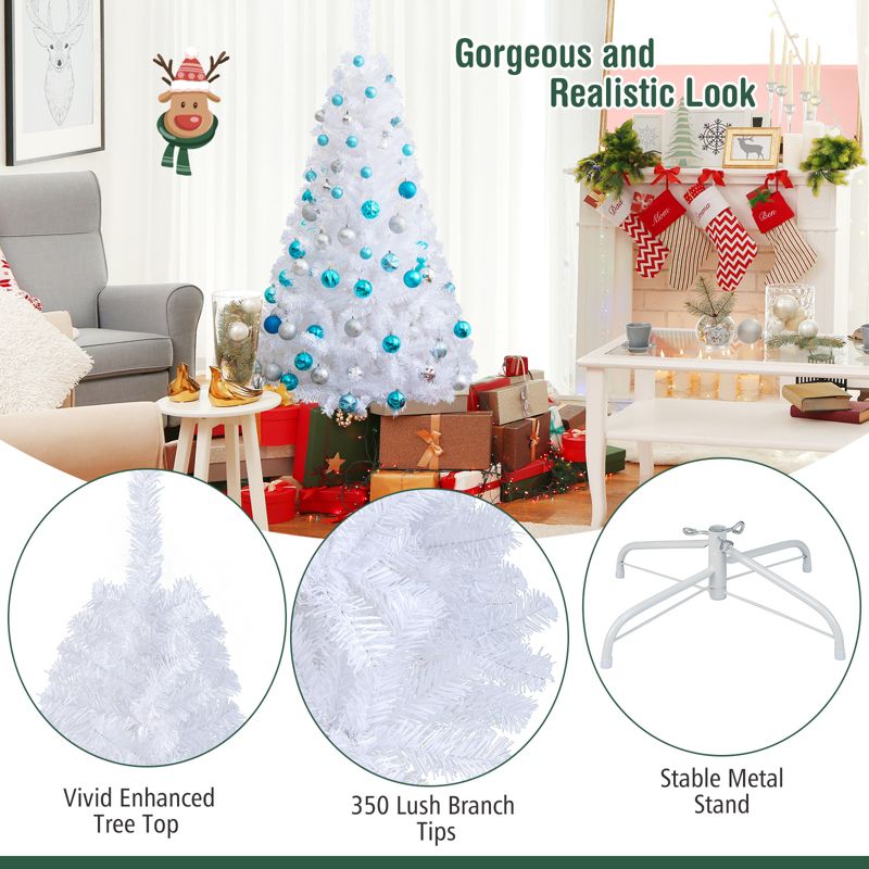 Tangkula 5/6/7/8FT Artificial White PVC Christmas Tree Outdoor w/ Metal Stand and Anti-scratching Cover, 5 of 13