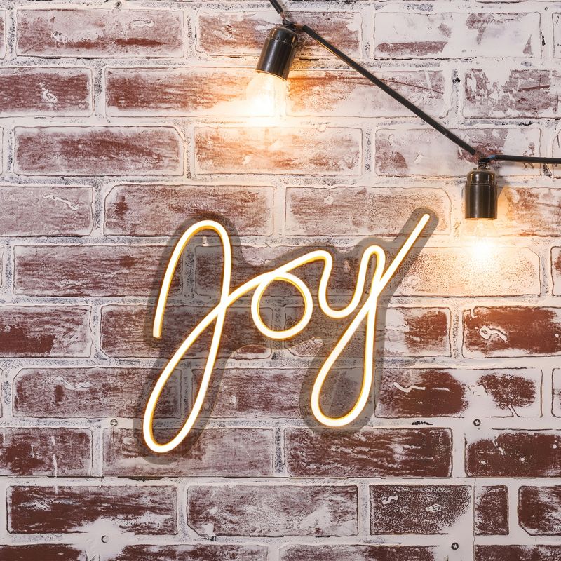 Northlight 12" White LED Lighted "Joy" Neon Style Christmas Sign, 2 of 6