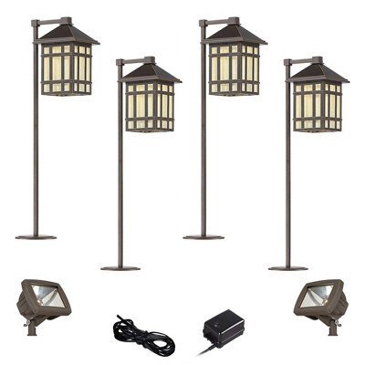 Kathy Ireland Jardin du Jour Bronze 8-Piece LED Path and Flood Light Set