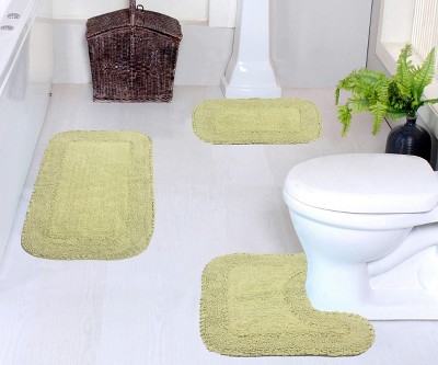 Radiant Collection Cotton Ruffle Pattern Tufted Set of 3 Bath Rug Set - Home Weavers