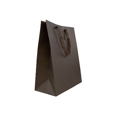 Jam Paper Heavy Duty Matte Horizontal Gift Bags - XL - 17 x 13 x 6 - Black Kraft Recycled - 3 Bags/Pack