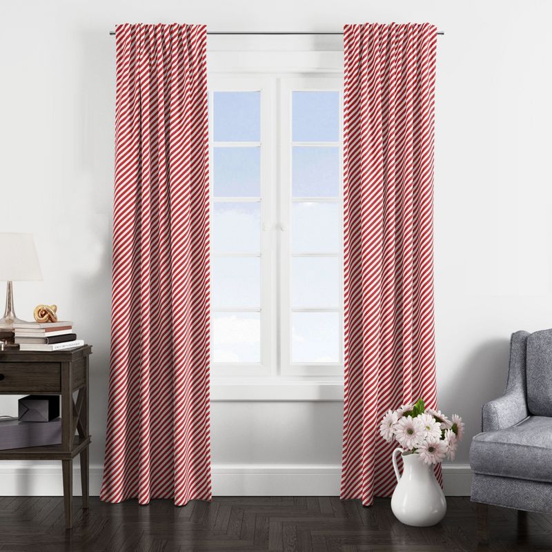 Bacati - Red Stripes Cotton Printed Single Window Curtain Panel, 4 of 6