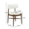 Mid-Century Modern Dining Chair Set of 2 with Boucle Upholstered Open Back & Rubber Wood Frame for Dining Room-Baofuwish - 4 of 4