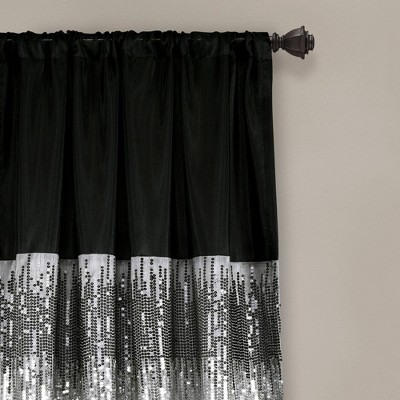 108"x42" Night Sky Light Filtering Window Curtain Panel Black/Gray - Lush Décor