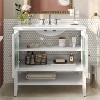 NicBex 36" Modern Bathroom Vanity with Ceramic Sink,Bathroom Combo Set with 2 Tempered Blurred Glass Doors&3 Shelves,8"Pre-drilled Faucet - 3 of 4