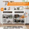 Sideboard Buffet Cabinet with Power Outlet and LED Light, with 2 Fluted Acrylic Drawers and 4 Rattan Doors, Wood Coffee Bar Cabinet for Kitchen, - 4 of 4