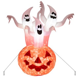 Syemin Inflatable Holiday Decorations Halloween Inflatable Ghost Pumpkin Decoration Rotating Flame Halloween Inflatable Decor, Orange, 54"*36"*72" - 1 of 4