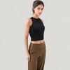 Anna-Kaci Active Women's Ribbed High Neck Sleeveless Crop Top with Seam Detail - 3 of 4